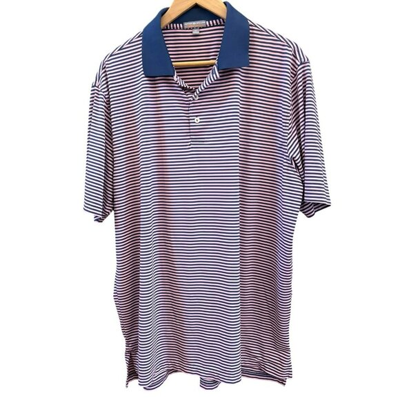 Peter Millar Summer Comfort Pink Blue Short Sleeve Performance Polo XL Golf - Picture 1 of 6
